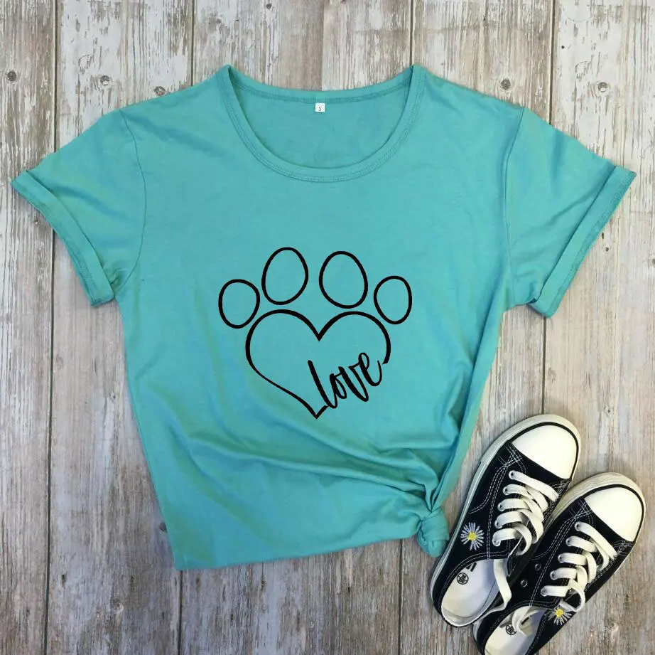 Gráfico para Mulheres Jfuncy Moda Amor Camisa 100% Algodão Mulher Camisetas Topos O-pescoço Manga Curta Femininas Cão t 8 t camisa 100% algodão mulher camisetas topos