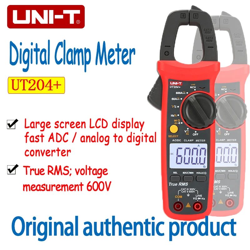 UNI-T UT204+ 400-600A цифровой AC DC токовые клещи мультиметр, цифровой ...