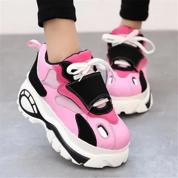 

Women Shoes Sneakers Flats Zapatillas Deportivas Woman Creepers Casual Shoes Increasing Heel Zapatos Mujer Flat Platform