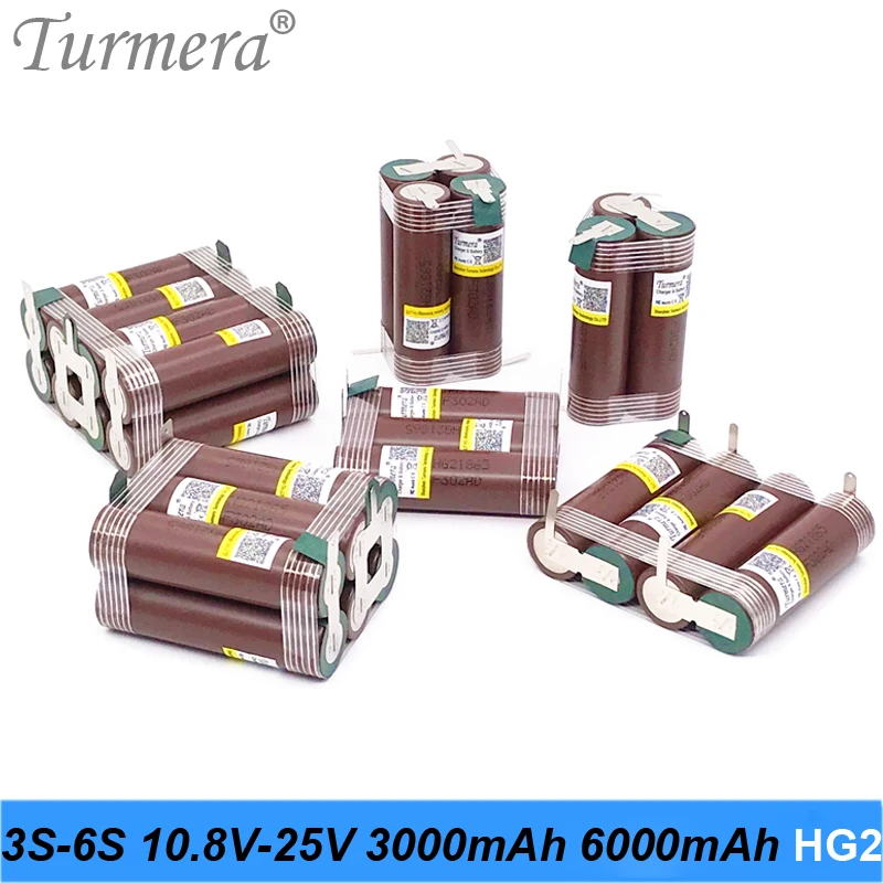 Turmera 3S 12V 4S 16 8 V 5S 21V 18650 HG2 3000mAh батарея 30A Пайка для 10 14 4 18V отвертка Сменная Ni