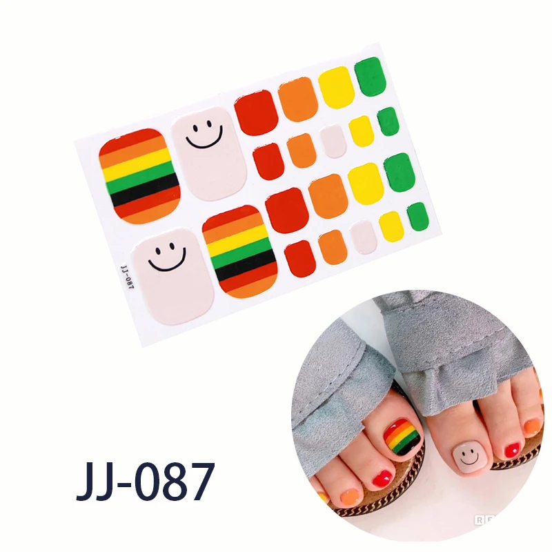 

22tips/sheet Colorful Shinny Full Nail Art Tips DIY Adhesive Wraps Waterproof Nail Stickers Decorations Manicure Drop Shipping