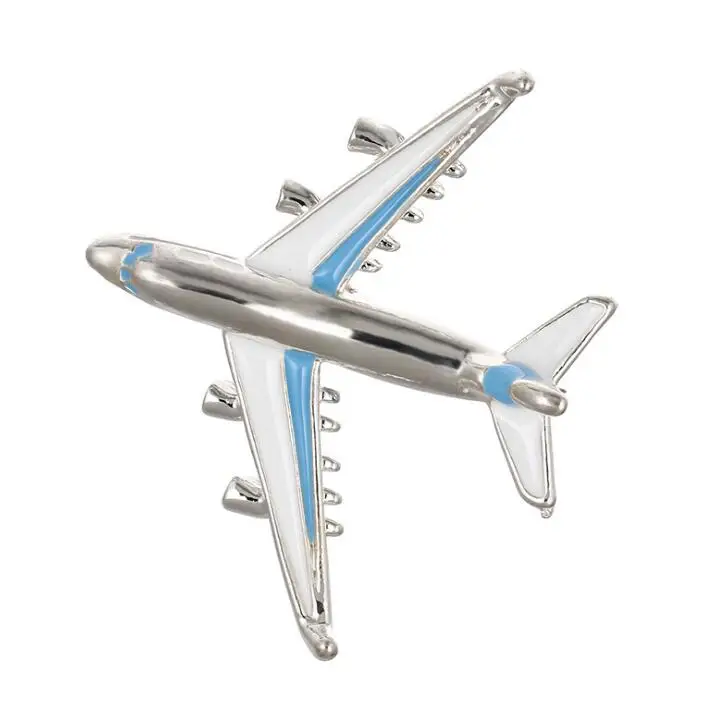 

Cute Little Airplane Brooch Blue Enamel Gold-color Metal Brooches Pin Aircraft Model Jewelry Suit Clothes Clips Best Gift