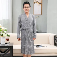 Большие размеры XL-4XL банные мужские халаты халат для ванной Мужская пижама хлопок длинный халат для спа душ домашняя одежда