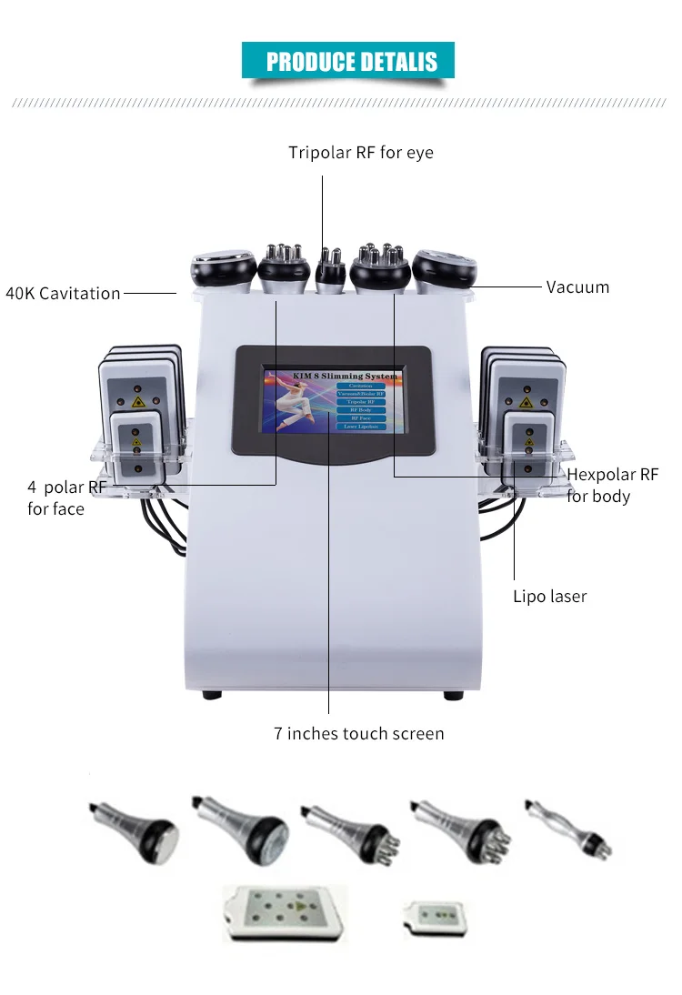 6в1 ультразвуковая липосакция 40 к кавитационный вакуумный мультиполярный биполярный радиочастотный лазер для похудения радиочастотный прибор для ухода за телом