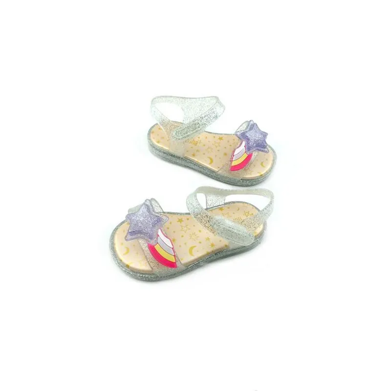 Mini Melissa/ оригинальные прозрачные сандалии для девочек; детские сандалии с подсветкой; детская пляжная обувь; нескользящая обувь для малышей Melissa