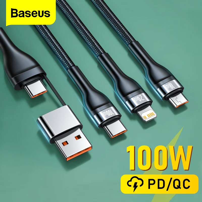 USB-кабель Baseus для iPhone PD 100 Вт USB Type-C кабель передачи данных Xiaomi Samsung 5A быстрая