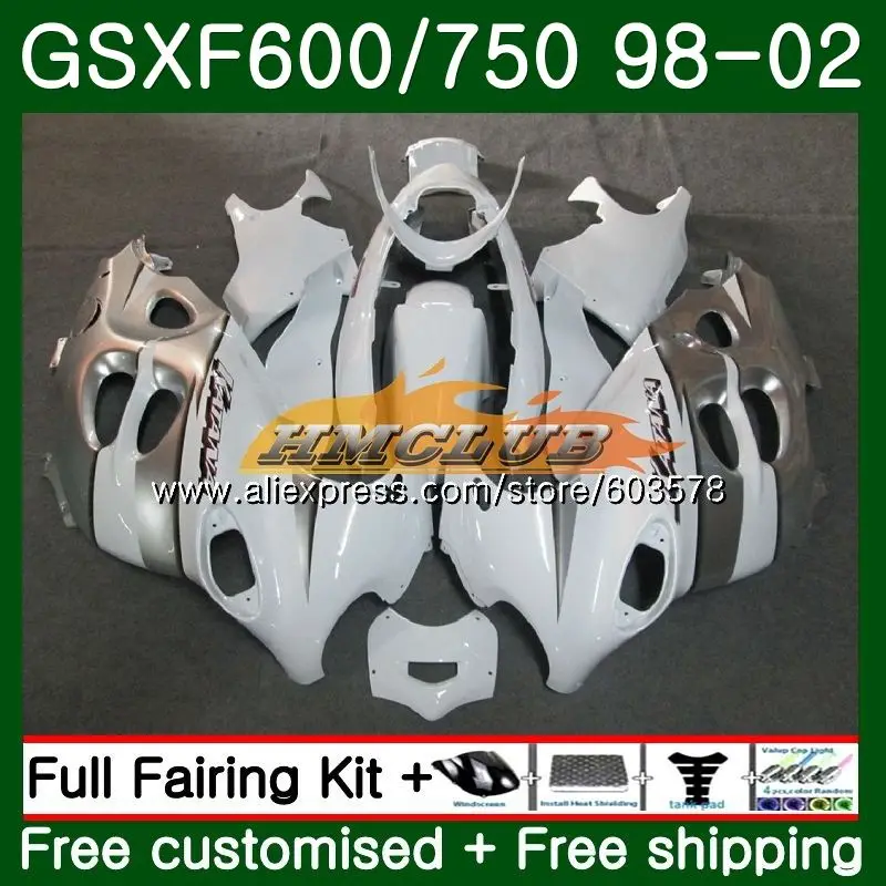 Корпус для Suzuki Katana GSXF 600 750 GSXF600 98 99 00 01 02 2CL. 35 GSX600F GSXF750 1998 1999 2000 2001 2002 белый серебряный обтекатель - Цвет: No. 1