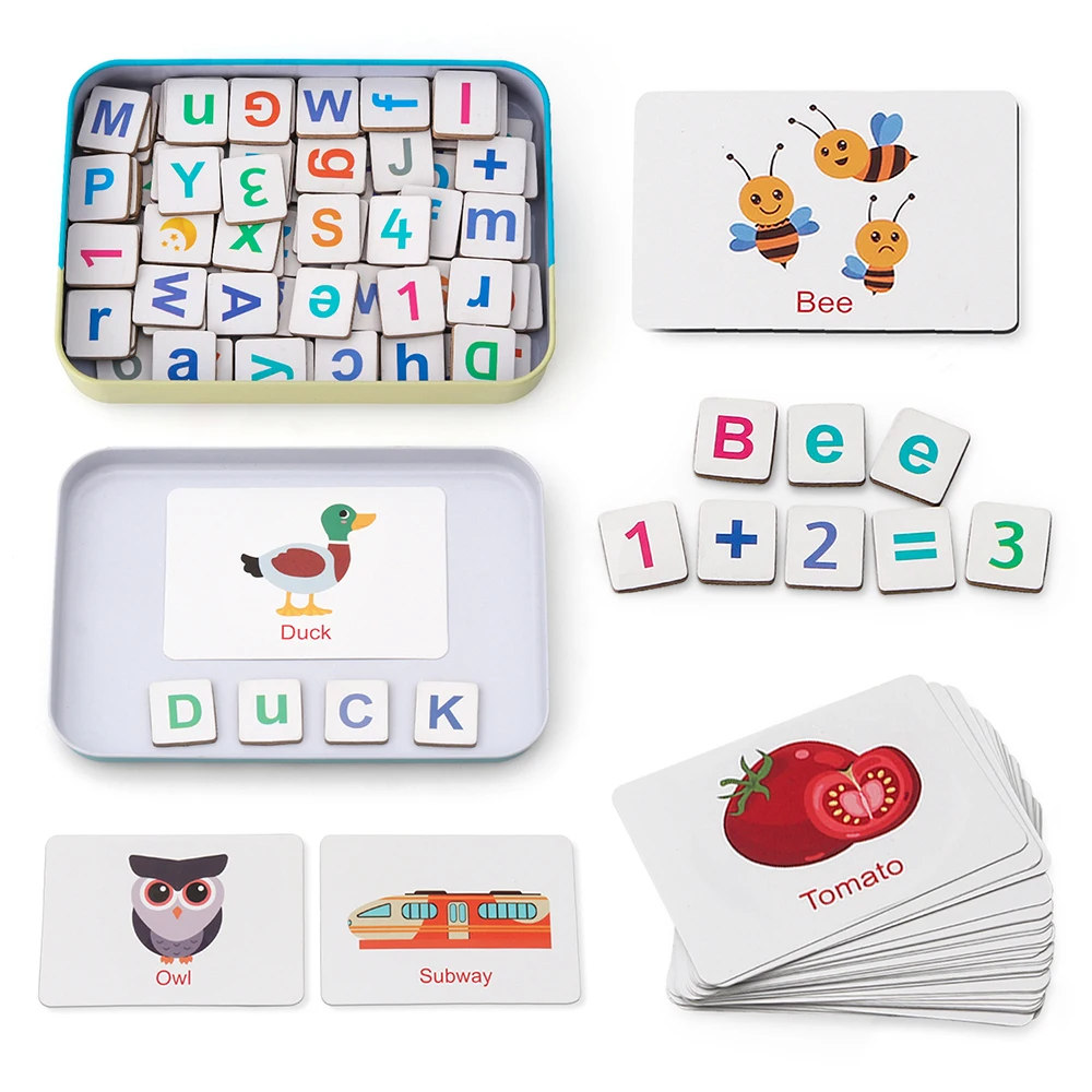 Coogam Wooden Magnetic Letters and Numbers Toys,Fridge Magnets ABC Alphabet Word Flash Cards Spelling Counting Study Toy for Kid afbeelding