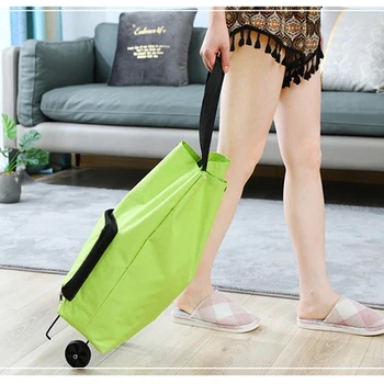 

Foldable Shopping Cart with Wheels Portable Storage Basket Large Capacity Multifunction Collapsible Trolley Tug Bag Organizer