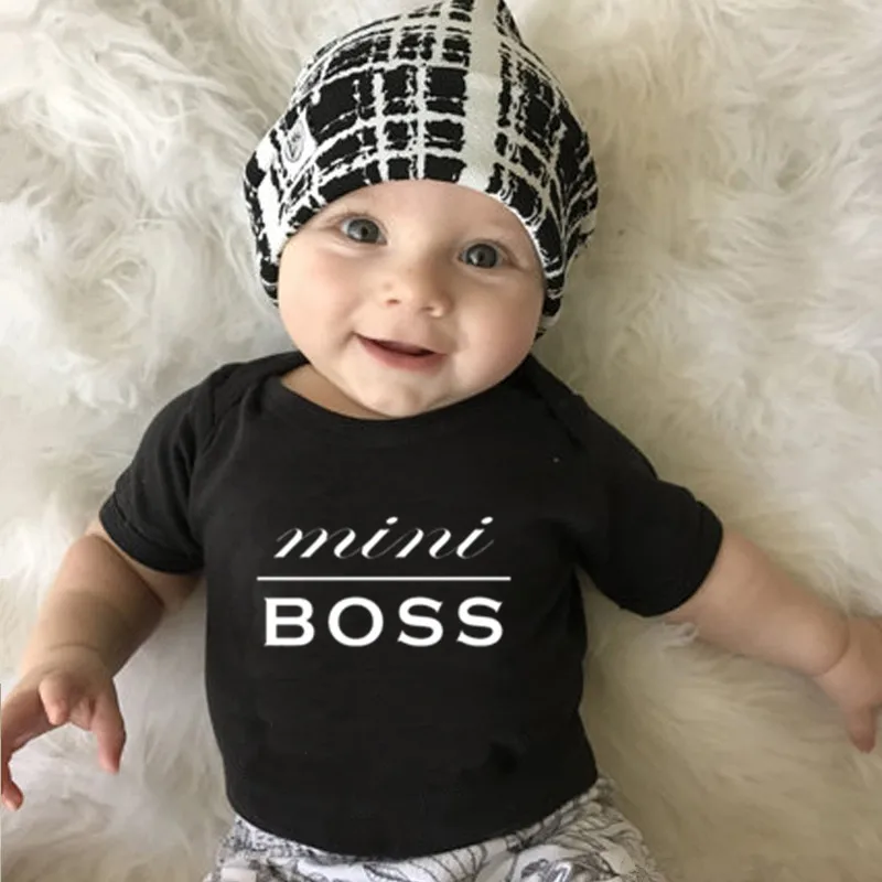 Mini Boss-Body con letras estampadas para bebé recién nacido, Body de manga corta, mono de algodón para bebé