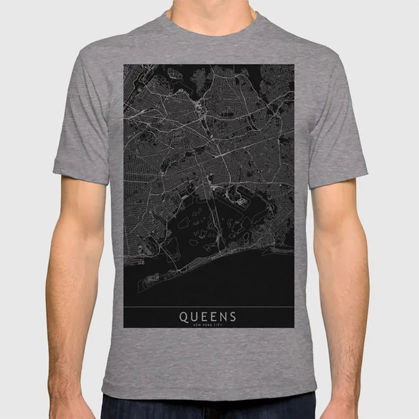 Queens черная карта футболка queens Нью-Йорк городская карта векторный дизайн графический Рисунок