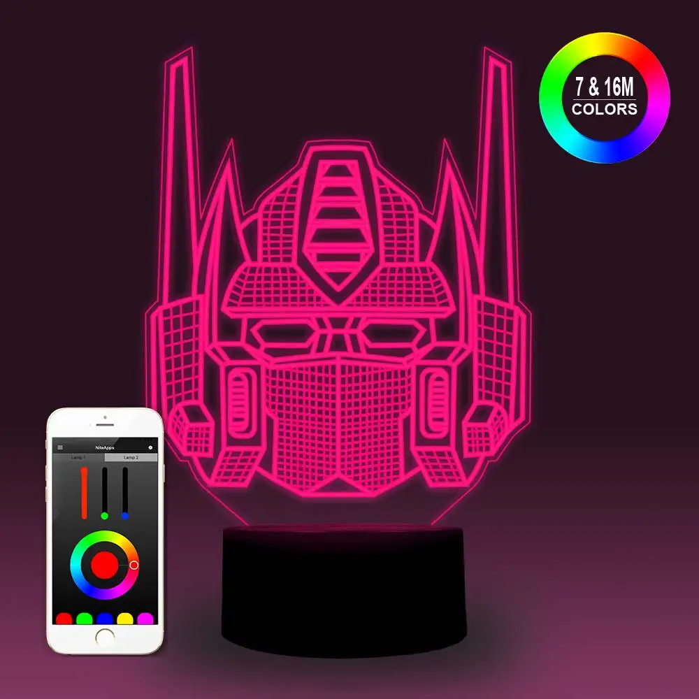 NiteApps 3D Optimus Prime ночник настольная Иллюзия украшение лампа подарок на день рождения приложение/сенсорное управление