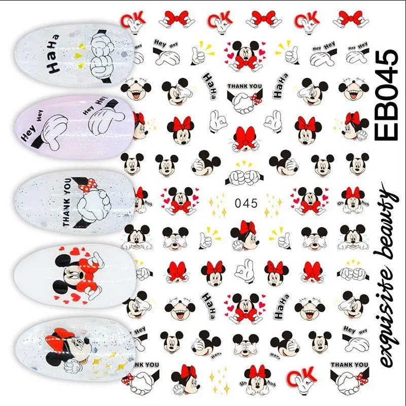 1PCS Disney Cartoon Anime Stitch Nail Sticker Mickey Mouse Donald Duck Nail Slider Dumbo Lion King Art Nail Decoration