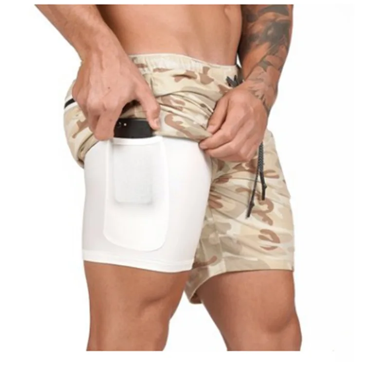 Camouflage 8 цветов, мужские спортивные шорты для спортзала, повседневные быстросохнущие беговые шорты, мужские Пять дышащих шорт для тренировок - Цвет: Camouflage