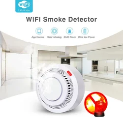 Détecteur de fumée intelligent, application Smart Life, alarme incendie, système de sécurité domestique, pompier, domotique, Tuya, WiFi 