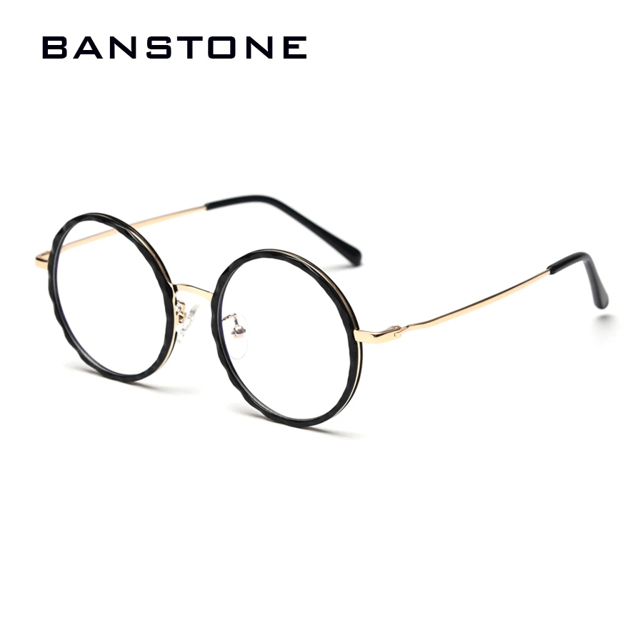 

BANSTONE Round Glasses Frame Woman Men Glasses Retro Myopia Optical TR90 Frames Metal Clear lens Eyeglasses Oculos De Grau