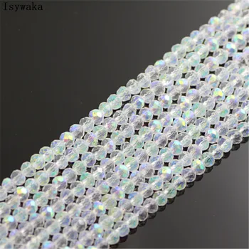 

Isywaka White AB Color 1800pcs 2mm Rondelle Austria faceted Crystal Glass Beads Loose Spacer Round Beads for Jewelry Making