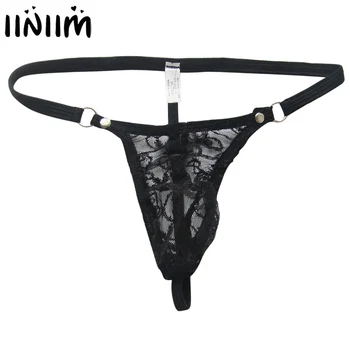 

Mens Adult Erotic G-string Thong Lingerie See Through Mesh Lace Printed Low Rise Open Butt Elastic Underpants Sexy Sissy Panties