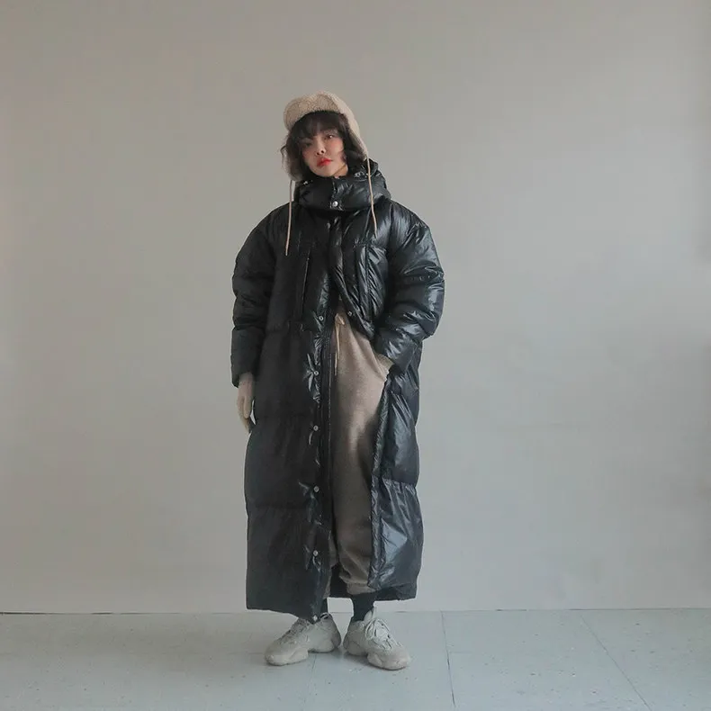 Зимний стиль, корейский стиль, свободный толстый пуховик, длинное хлопковое модное пальто