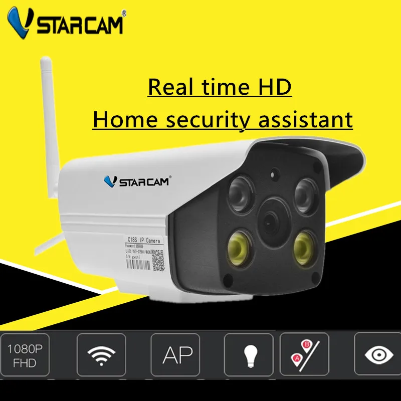 Vstarcam 1080P Сигнализация Движения IP66 Водонепроницаемая ИК CCTV камера 2MP Наружная цилиндрическая IP камера Wifi камера наблюдения безопасности