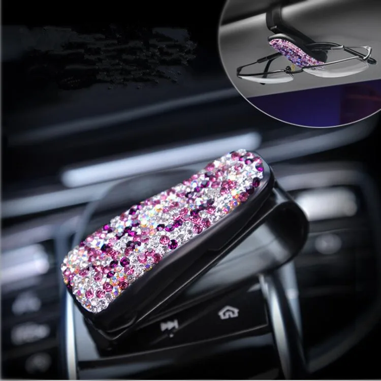 Rhinestone Auto Fastener Clip Diamond Car Sun Visor Glasses Sunglasses Folder Ticket Receipt Card Storage Holder Accessorie|Чехол для