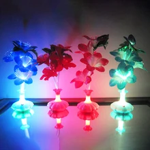 1PC Decoration Stage Fiber Flower Kapok Vase Optical Fiber LED Lamp Valentine's Day Night Light Home Decor Random Color Delivery