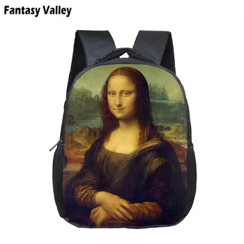 

Mona Lisa Painting Kindergarten Backpack For Boys Girls Picasso Drawing Children School Bags Kids Toddler Backpack Diaper Bag