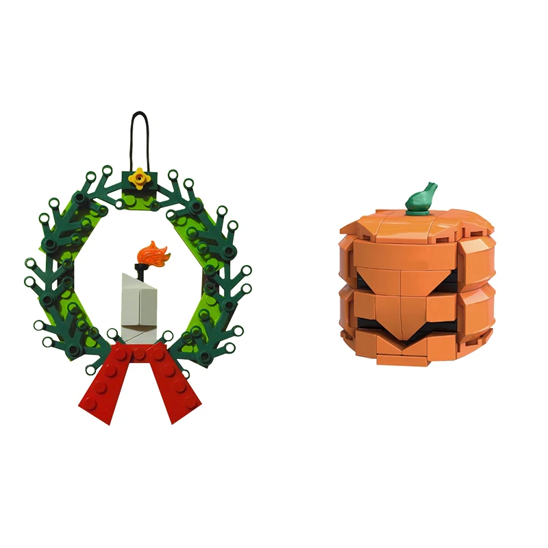 MOC Halloween Christmas Building Blocks DIY Wreath Pumpkin Happy Creative Gifts Toys For Children Decoration | Игрушки и хобби