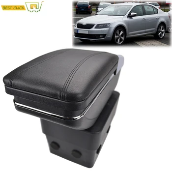 

XUKEY For Skoda Octavia 2014 - 2017 Center Console Arm Rest Leather Central Black Armrest Box 2015 Ashtray