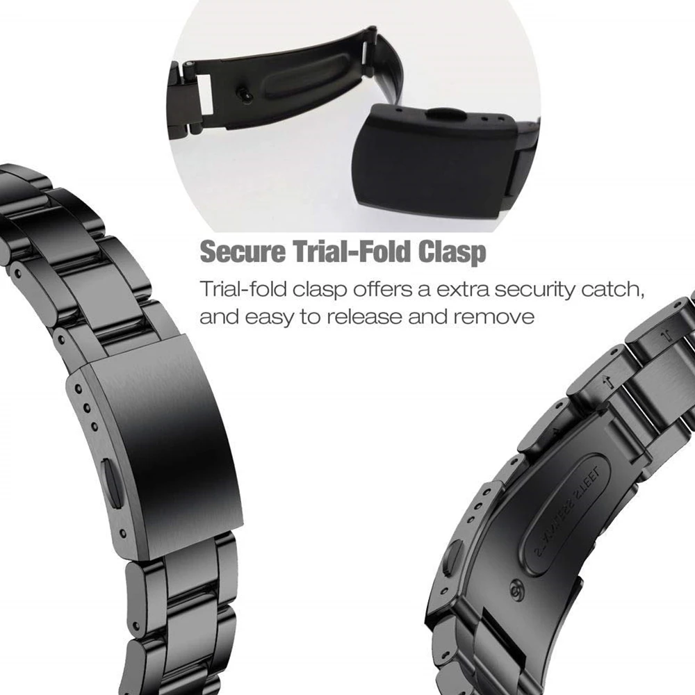 20 мм ремешок для Galaxy Watch Active 2 полосы/Ticwatch E/huawei часы 2/Garmin Vivoactive 3 браслет из нержавеющей стали