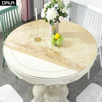 

PVC Tablecloth Waterproof Round Table Cloths Oil Table Cover Mat for Home Decoration Dining Table Placemat Protect the Desktop
