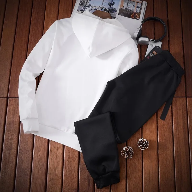 Blog 2019 2PC Hoodies Men Spring Autumn Fleece Liner Hooded Sweatshirts  Sweatpants Male Brand Streetwear  2 Pieces Hoody