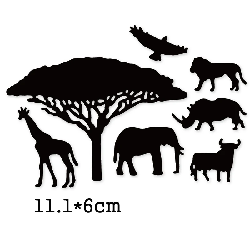 African-animals-Tree-Metal-Cutting-Dies-2024-new-Crafts-Stencil-For-DIY ...