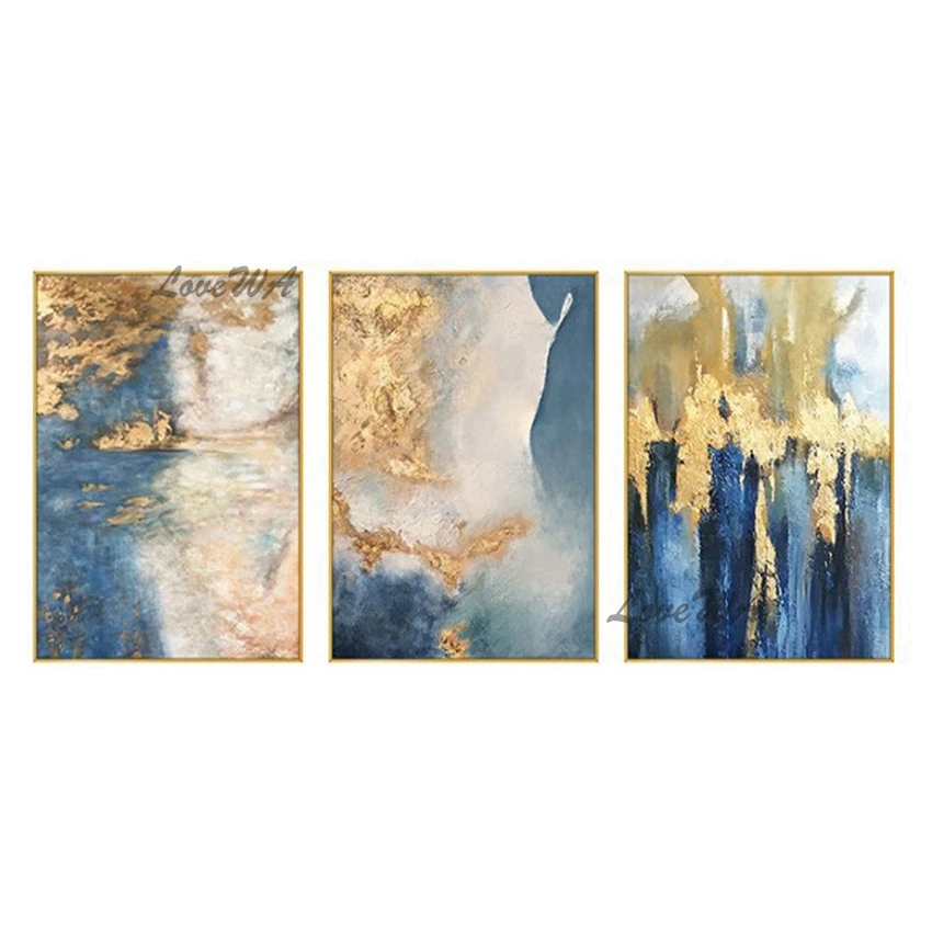  2PCS As 1 Large Size Hand Painted Abstract Oil Painting on Canvas Abstract Wall Picture Living Room - 4000044969410