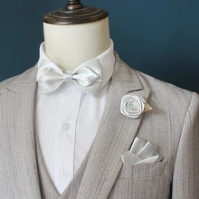 Мужской галстук жениха свадебный лук Карманный Шарф Брошь костюм, воротник рубашки цветочные аксессуары