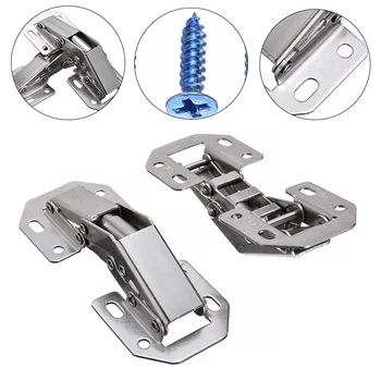 

2pcs 90Degree Metal Hinges Easy Mount Concealed Door Hinges For Cabinet Cupboard Drill Bore Spring Home Furniture Hardware 4inch