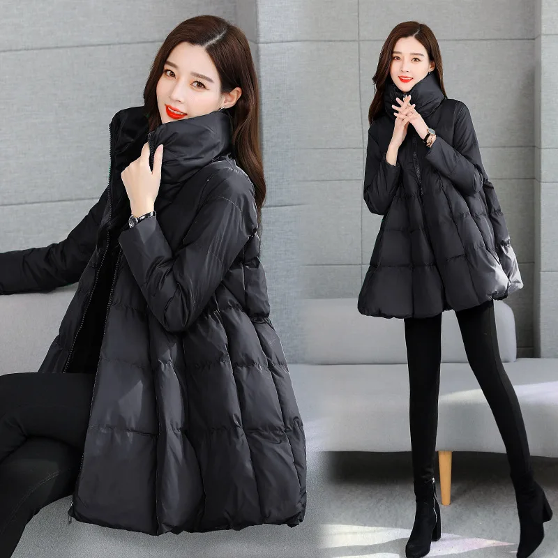 

Green down Jacket Cotton-padded Clothes Women's 2019-Korean-style Short-height Cloak Cotton-padded Jacket-Style Big Hemline Cott