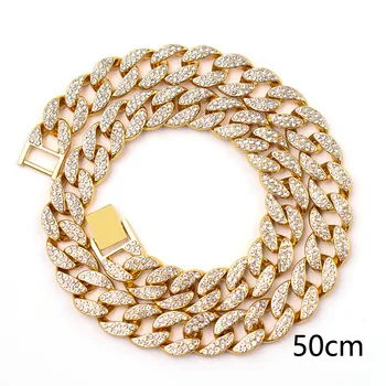 

2020 Men's Hip-hop Rap Accessories Hiphop Full Diamond Cuban Diamond Set Gold Necklace Cross-Border Hip-hop Ornament