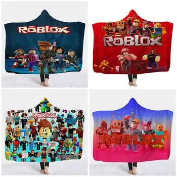 

Game Roblox 3D Printed Hooded Blanket For Beds Fantastic Coral Fleece Psychedelic Hoodie Blankets Kids Adults Soft Throw Blanket