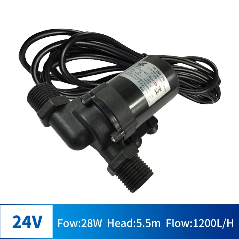 

DC 12V 24V 16W 28W Multi-function Brushless Submersible Pump Four-point Threaded Port Booster Pump Floor Heating
