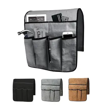 

Sofa Storage Bag Linen Anti-Slip Sofa Chair Recliner Armrest Organizer With 6 Pockets Remote Control Phones Holder Magazine Rack
