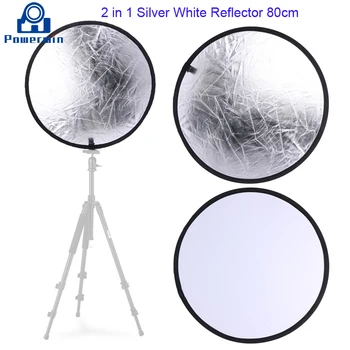 

Powerwin 2 in 1 Silver White Reflector 80cm Collapsible Disc Photo Studio Video Lighting Diffuser Softbox Backdrop Light Stand