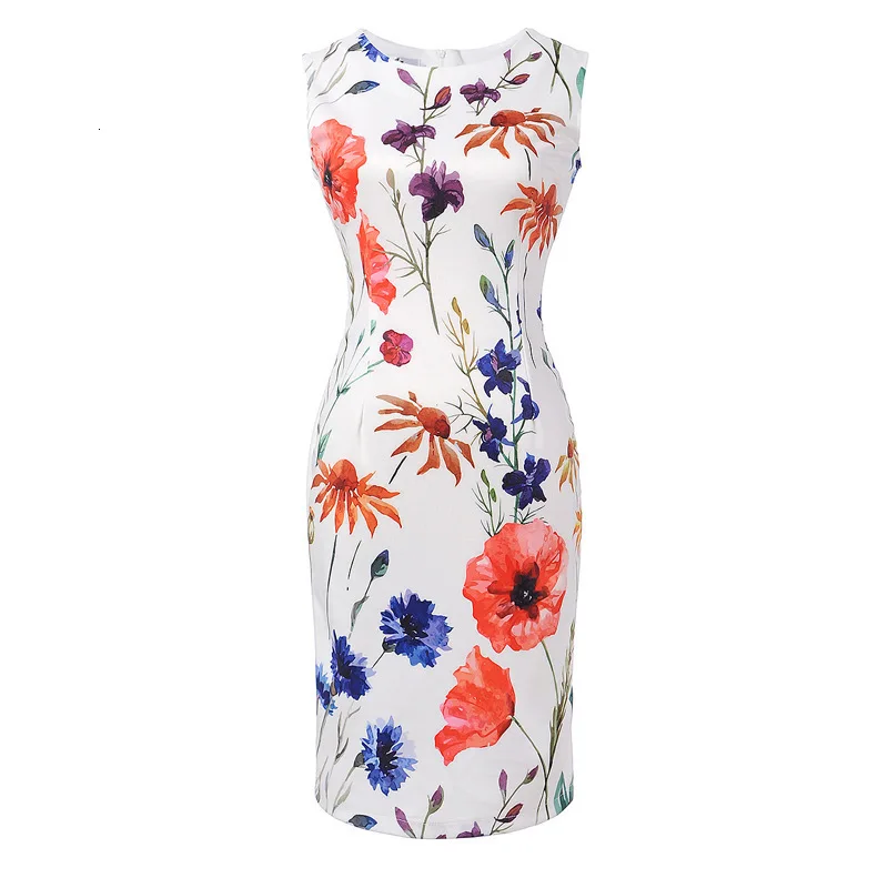 BacklakeGirls Multi Patterns Round Neck Sleeveless Printing Flower Cocktail Dress Short For Women Night Cocktail Party Vestidos
