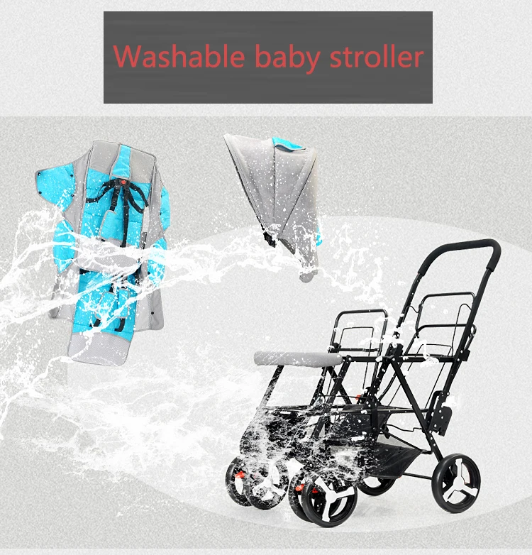 Twin Baby Strollers Lightweight Folding Front Rear Reclining Trolley Baby Double Stroller Can Lie Flat