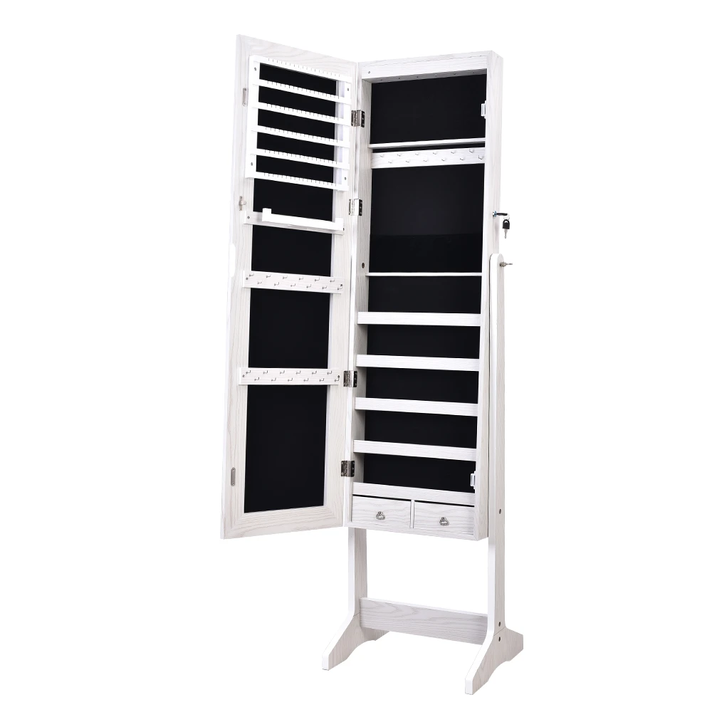 Full Screen Mirrored Jewelry Cabinet Wall Door Mounted Jewelry Armoire Full Length Mirror Large Capacity Jewelry Armoire White Dressers Aliexpress