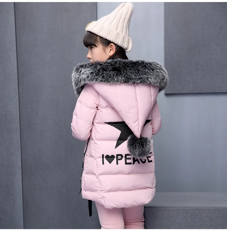 Girls Clothing Sets For Russia Winter Hooded Warm Vest Jacket top Cotton Pants 3 Pieces Set Kid Girl Cotton Coat Fur Collar Hood