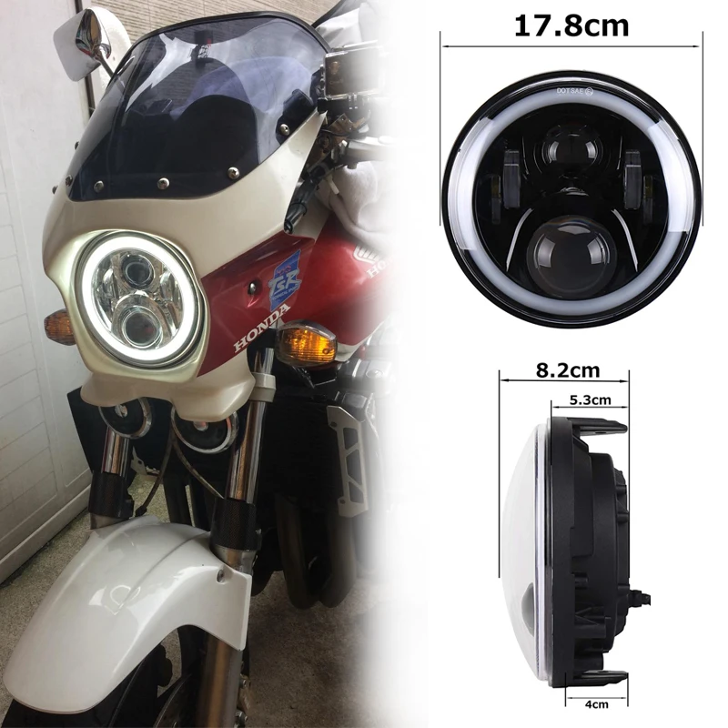 Белые ангельские глазки 7 дюймов светодиодные фары для Honda CB400 CB750 CB1300 Hornet 250 600 900 VTEC
