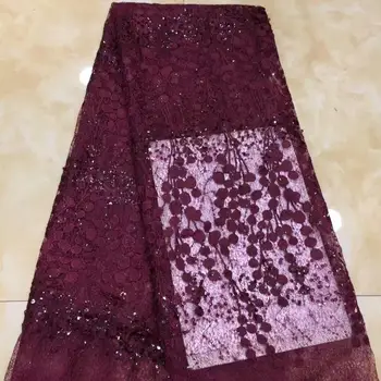 

Sequined Style African High Quality Net Wedding Lace Fabric New Nigeria Sequins Guipure Tulle Sewing Evening Dress Material FD10