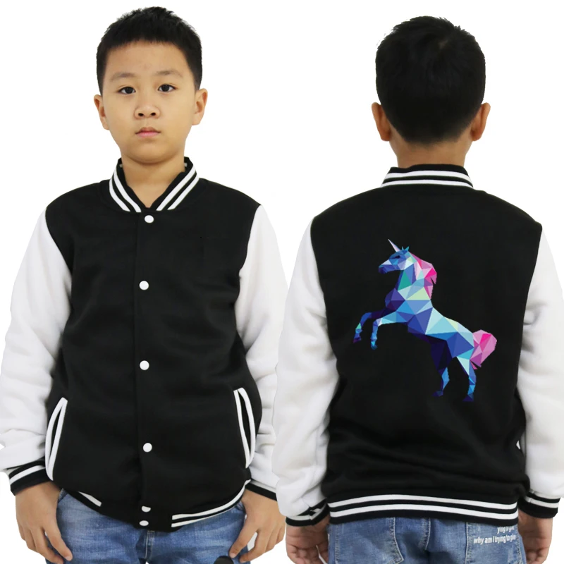 baseball jacket 13 Одежда для маленьких мальчиков и девочек с принтом единорога; детская бейсбольная куртка; модные толстовки; детские топы; сезон весна-осень; новое поступление - Цвет: baseball jacket 13