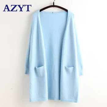 

Mid-Long Female Knit Cardigan 2020 Spring Korean Style Sweater Autumn Loose Solid Cardigan Coat Fashion Knitted Cardigan